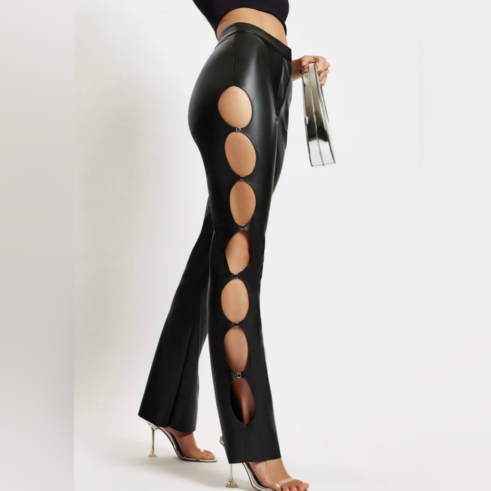 Cut out leather pants